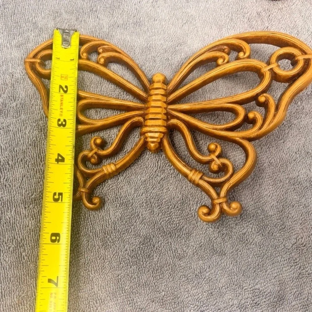 Vintage Burwood Products Butterfly Wall Decor Set of 3 Gold MCM 1970s USA Ratan